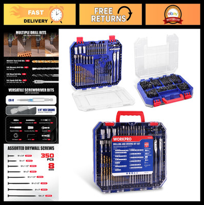 455-Piece Drill Bit & Screwdriver Set, Titanium Twist Bits, Storage Case for Woo