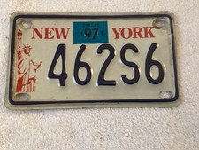 1997 New York Statue Of Liberty Motorcycle License Plate Tag 462S6