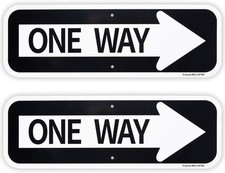2-Pack Large One Way with Right Arrow Sign 18"x 6" .04" Aluminum Reflective S...
