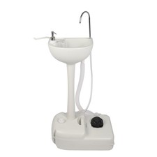 Bomba de pie portátil para exteriores fregadero de camping lavabo de mano con tanque de agua de 3,5 L blanco