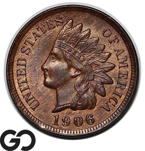 1906 Indian Head Cent Penny, Album Woodgrain Tone, Choice BU++