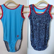 Plum Practicewear Gymnastics Leotard Flip Side Blue Red Trin Size CL
