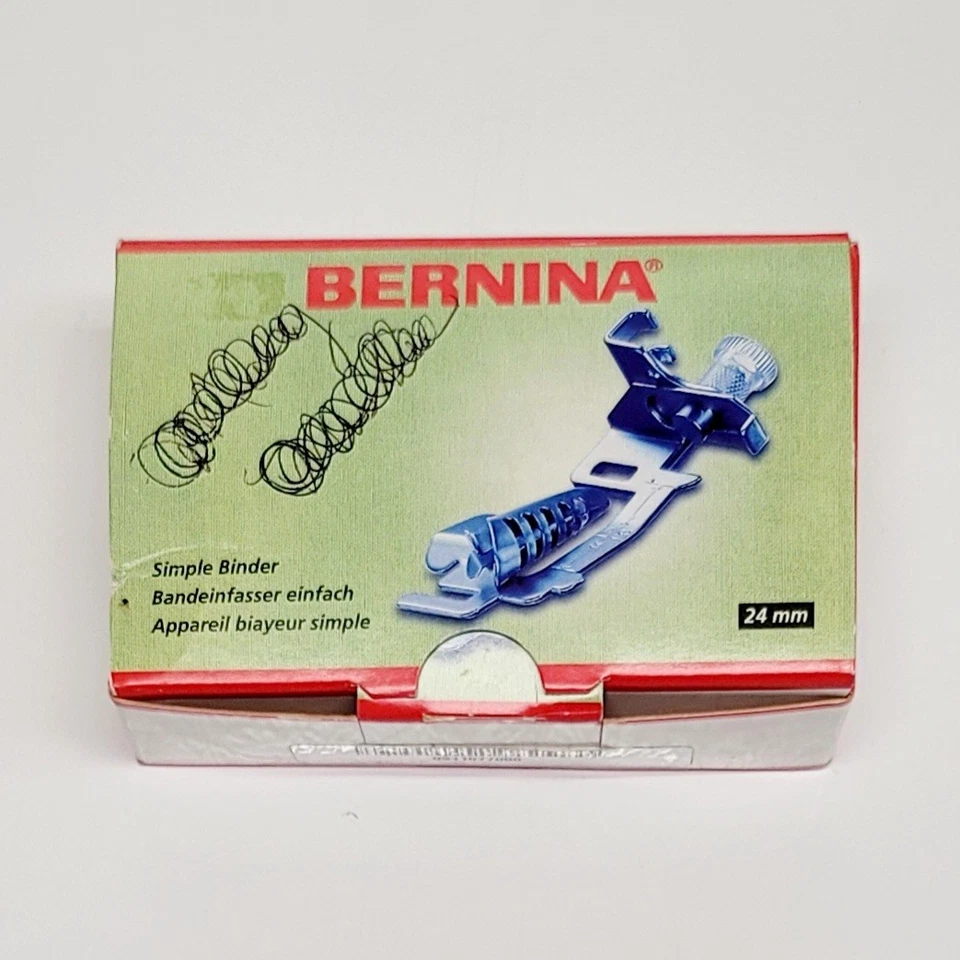 GENUINO BERNINA #85 SIMPLE SESGO AGLUTINANTE PRENSATELAS PIE 24mm En Caja con Instrucciones Foto 2 de 4