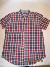 Tommy Hilfiger Button Up Short Sleeve Shirt Men s Size L Multicolor Plaid A-21