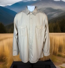 Christian Dior VINTAGE Safari Shirt Mens Long Sleeve Designer Cotton Taupe Large
