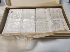 Vintage Pure Linen Tablecloth 68" x 126" Made In Belgium NOS Plus 12 Napkins