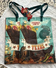 2 Trader Joe’s Texas Souvenir Bag Reusable Shopping Grocery Tote Bag NWT 