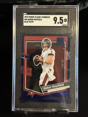 Baker Mayfield 2023 #46 Panini Clearly Donruss Blue /99 SGC 9.5
