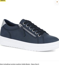 Pavers Ladies Supportive Lace-Up Fashion Trainers in Navy with Chunky Platfor