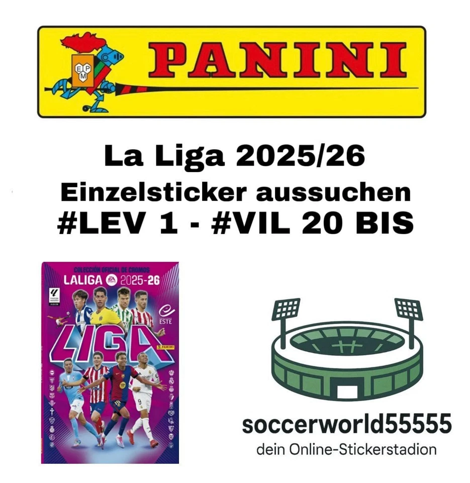 Panini La Liga 2025/26 - Single Sticker #LEV 1 - #VIL 20 BIS Pick