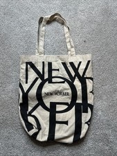 The New Yorker Magazine Beige Black Cotton Canvas Tote Bag 15  X 15  