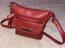 Stone Mountain Crossbody Bag Bonded Leather Shoulder Handbag Red PERFECT SIZE!