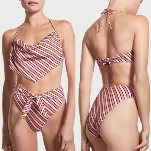 Victorias Secret 2 Piece Bikini Set Small Halter Neck High Cut Cheeky Pink Y2K