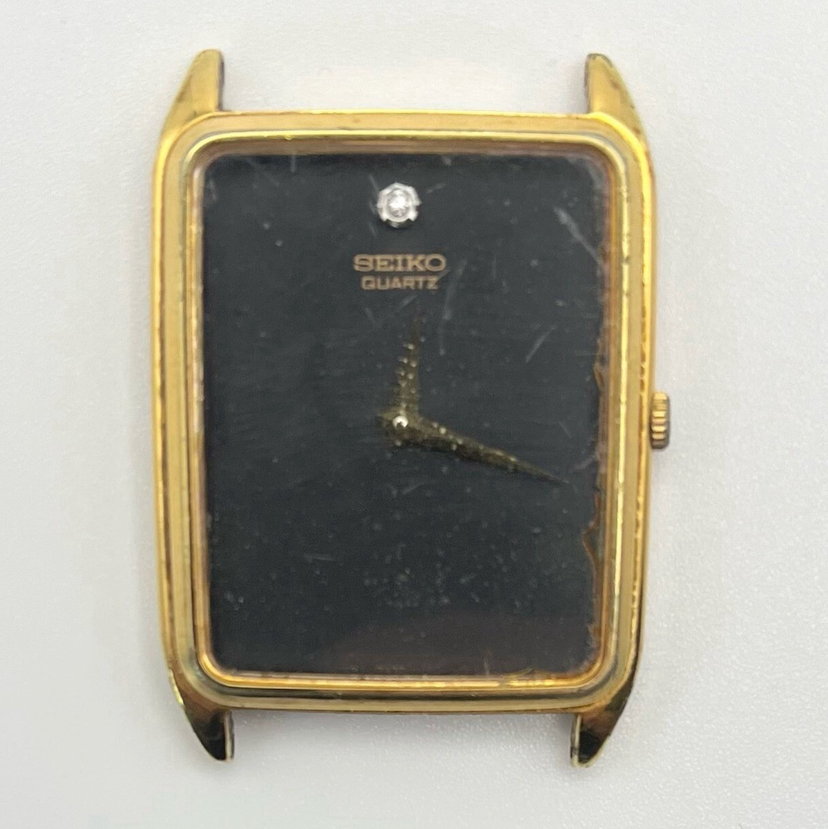 Seiko Quartz 7430-5739 26mm Gold Tone Black Dial ST. Steel VTG