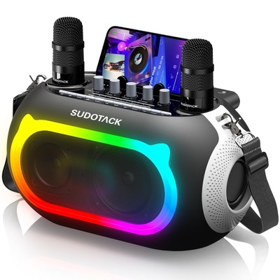 SUDOTACK Karaoke Machine for Adults Kids with 2 Wireless Microphones, Bluetoo...
