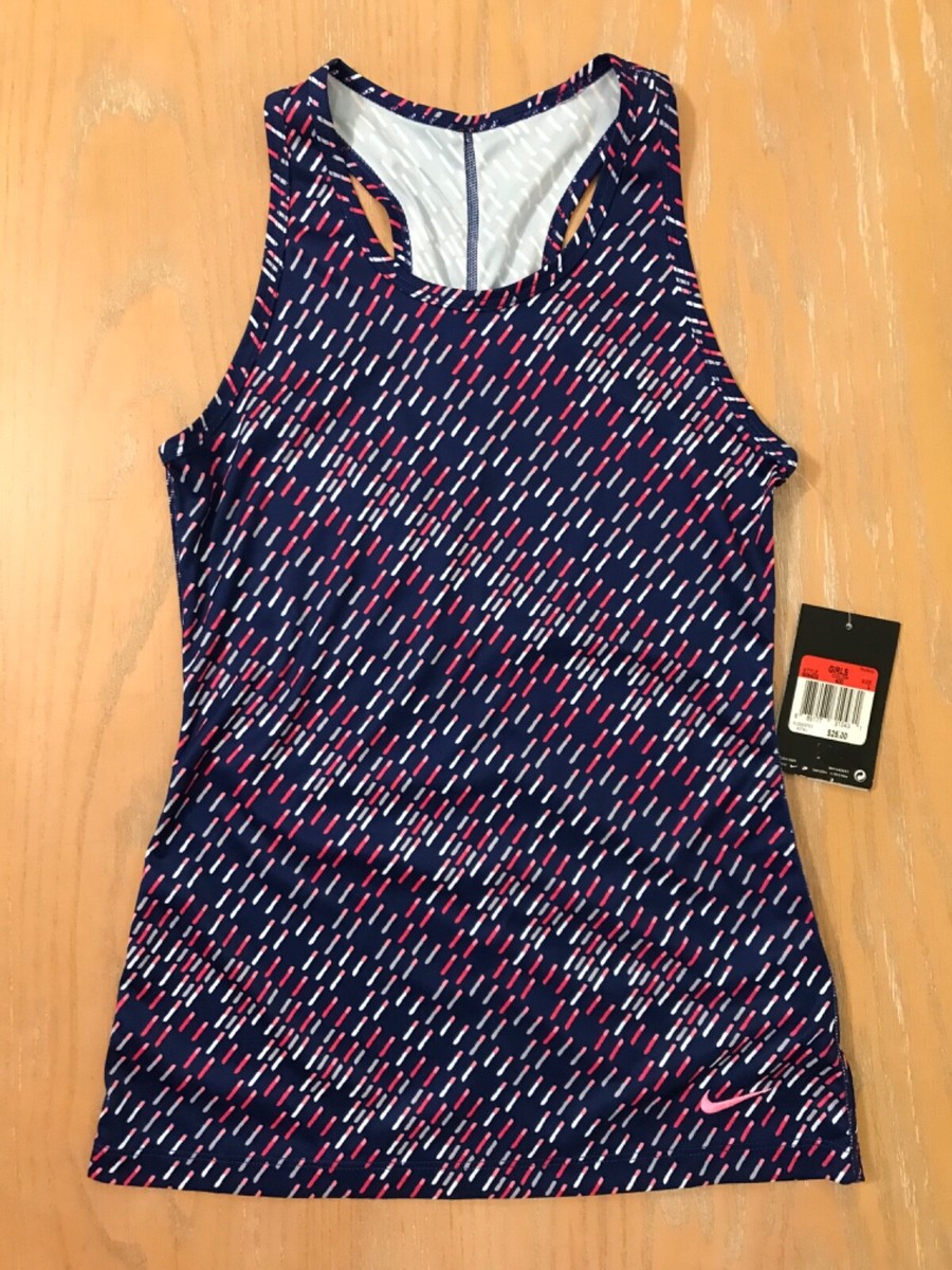 New! Nike Dri-Fit Girls Summer Top Sleeveless Multicolor Size Large