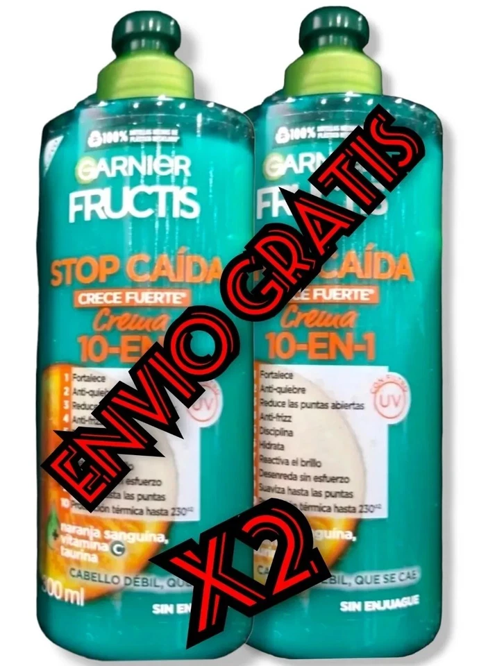 2X GARNIER STOP CAIDA CREMA PARA PEINAR 300ML BENEFICIOS 10en1/ ANTI HAIRLOSS❤️ - Image 4 of 4