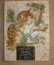Vintage Thick Wood Cat in Tree Puzzle Wall Hanging 9.25" Tall