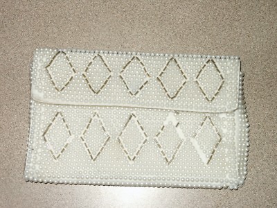 silver beaded clutch