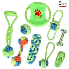 Dog Toys for Aggressive Chewers Puppy Chew Teething Rope Treats Toy Tug 9 Pack