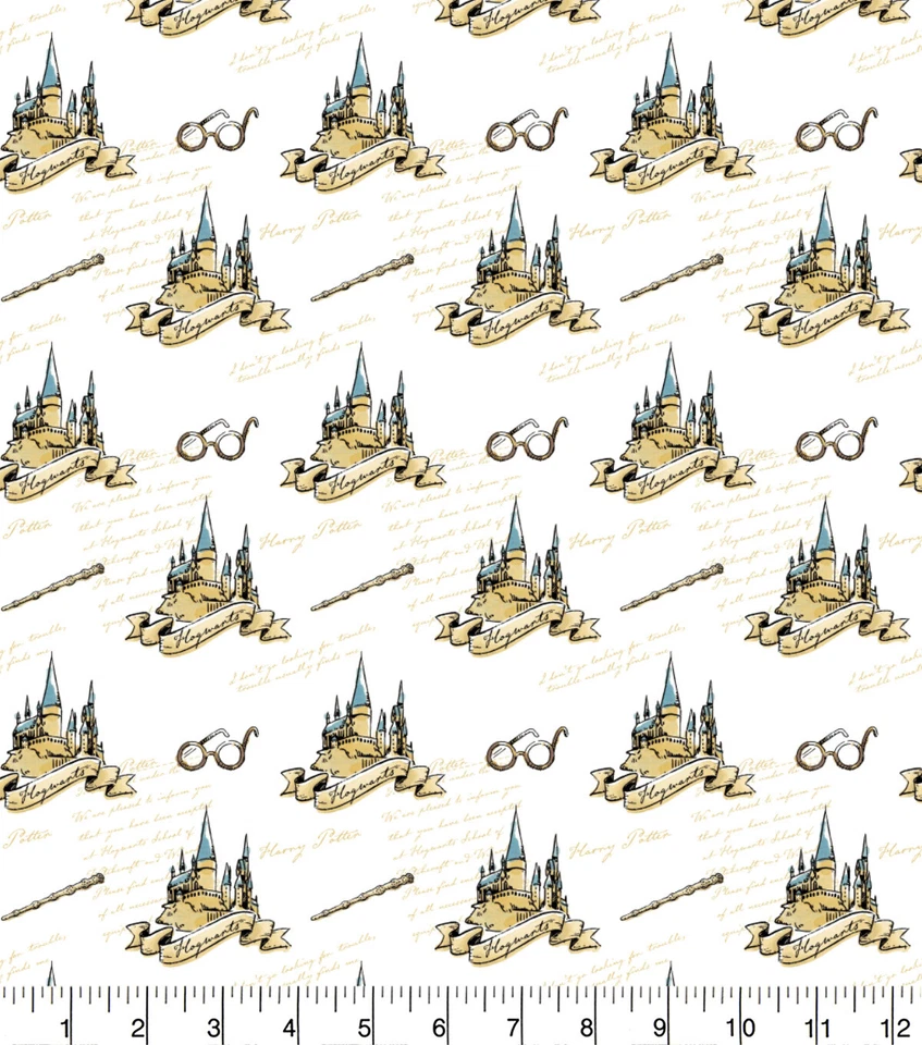 CAMELOT Harry Potter Fabric Hogwarts School 112cm wide 100% Cotton White