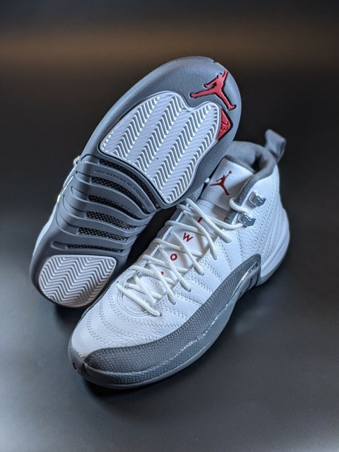 grey and white jordan 12 grade school