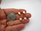 14K 585 Yellow Gold Pearl Teardrop Dangle Earrings — photo 5