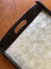 VTG RETRO MCM 60s Wood Serving Tray Inlaid Overlapping Capiz Shells 18 X10.75” — photo 4