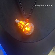 Flame Stone Gourd Pendant Glowing Chinese Style Amulet Gift Lucky Talisman