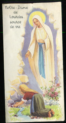 ANTIQUE HOLY CARD OF OUR LADY OF LOURDES AND ST BERNADETTE | eBay