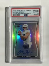 2020 Leaf Metal Draft Justin Herbert Silver Prismatic Autograph No. BA-JH PSA 10