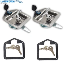 Trailer Door Latch T-Handle Locking Camper RV Truck Tool Box Trailer w/ Key 2pcs