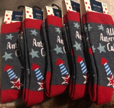 5 Pairs July 4th kids crew socks size 9 - 3
