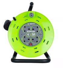 Extension Lead Reel 4 Way  50M Cable Socket Heavy Duty 13A Status