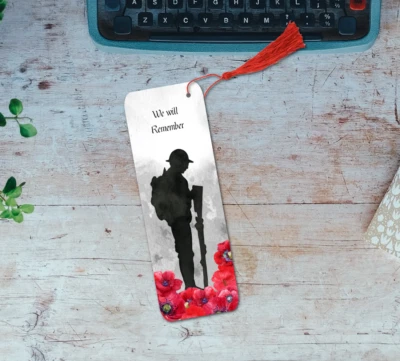 CUSH-N-CRAFT Remembrance, D-Day Metal Bookmark Armed Forces Poppy Day We Will Remember