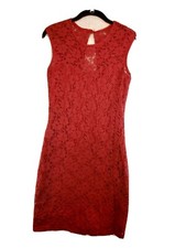 Lovely Day Mini Dress Women’s Medium Red Sleeveless Lace Overlay Round Neck