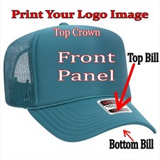 TURQUOISE Trucker Hat Custom Printing HERE Logos Images Pictures Personalized