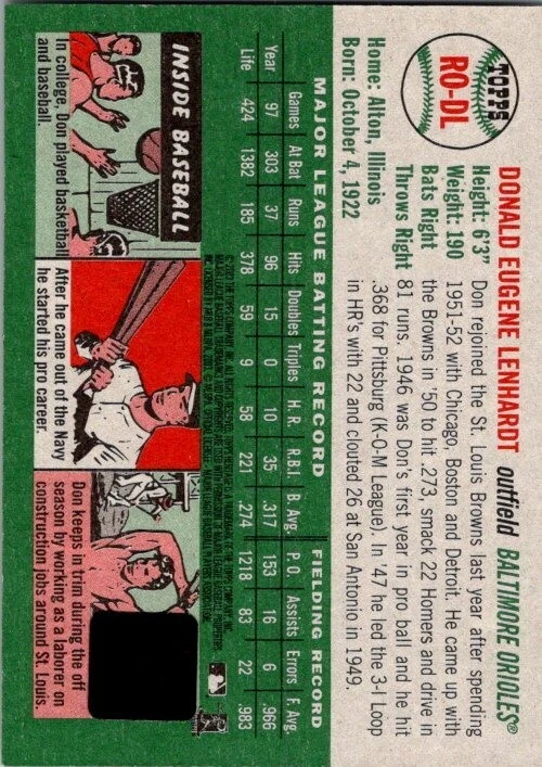 2003 Topps Heritage DON LENHARDT Baltimore Orioles RED INK AUTO MINT! - Image 2 of 2