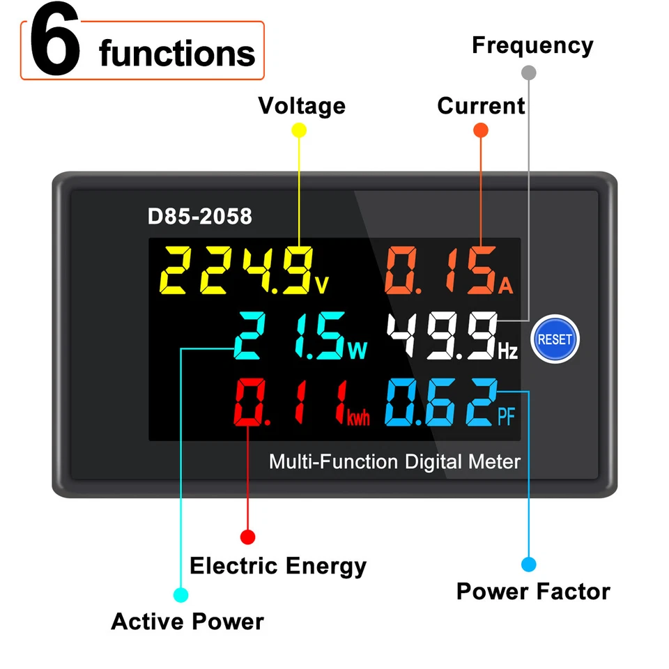 Medidor digital LCD Voltaje Corriente Energía Panel Medidor AC 40-300V 100A Voltímetro   Foto 4 de 4