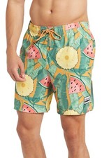 Beach Bros Tropical Pineapple  Watermelon Lined Swim Trunks Size Large NWT