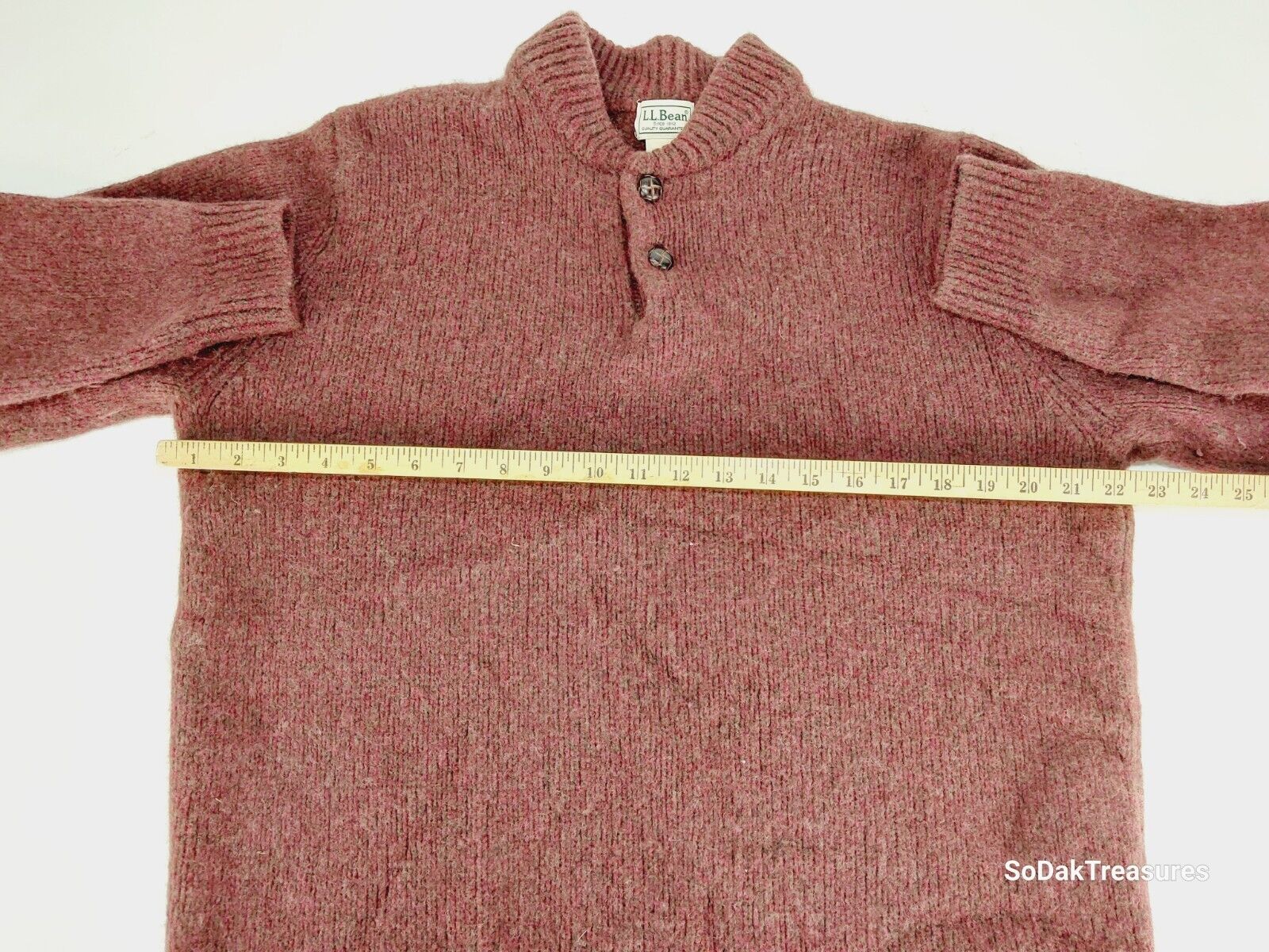 LL Bean Classic Ragg Wool Sweater Henley Mens XL … - image 4