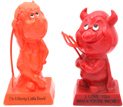 Vintage Horny Little Devil Wicked Russ Berrie Statue Red Valentine