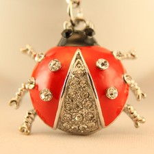 Small Ladybug Fashion Keychain Rhinestone Crystal Charm Bugs Insects Gift 01153