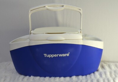 Vintage Thermos Tupperware Personal Cooler Blue And White 20x10x7