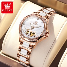 OLEVS Ceramic Band Luminous Hands Automatic Women's Mechanical Watch Waterproof