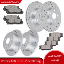 Front Rear Slotted Rotors Brake Pads for Toyota Camry Avalon Lexus ES300h ES350