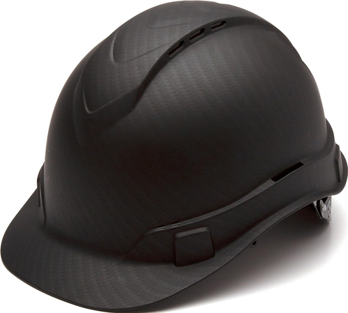 Ridgeline Cap Style Hard Hat, Vented, 4-Point Ratchet Suspension, Black Graphite