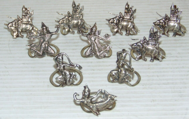 Vintage Siam Sterling Silver Placecard Holders x10