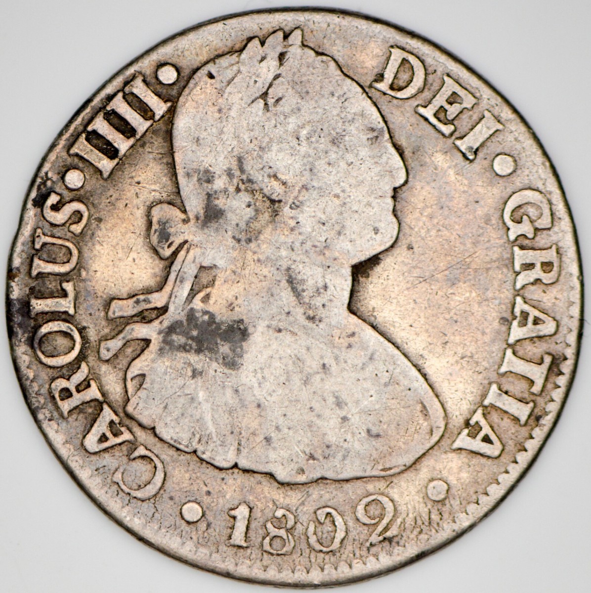 1802 Carolus IIII Dei Gratia 2 Reales Mexico Spanish Colonial