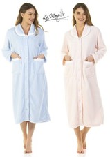LADIES Notting Hill Honeycomb SOFT WINTER FLEECE BUTTON UP THROUGH DRESSNG GOWN